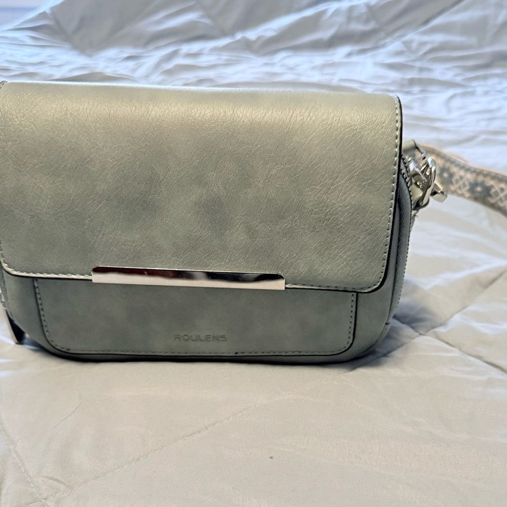Roulens Blue Crossbody Bag with Patterned Strap - Picture 4 of 13